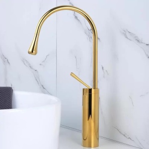 Baterie Lavoar PRO IKA, Montaj Pe Blat, Capat Fix, Monocomanda, Inaltime 47 Cm, Auriu - Img 2