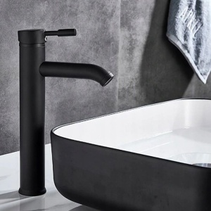 Baterie lavoar REA GRAF BLACK High, Montaj pe blat, inaltime 30.5 cm, finisaj Negru Mat - Img 2