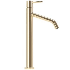 Baterie Lavoar REA LEVEL GOLD HIGH, Montaj Pe Blat, Capat Fix, Monocomanda, Inaltime 34.5 Cm, Auriu - Img 1