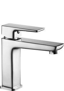 Baterie Lavoar REA ORIX CHROME LOW, Montaj Pe Lavoar, Capat Fix, Monocomanda, Inaltime 15 Cm, Finisaj Crom - Img 1