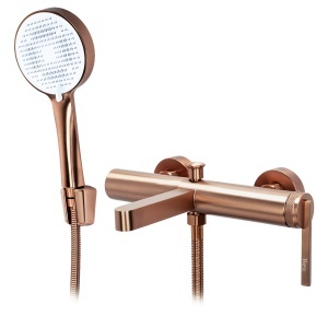 Baterie pentru cada montata pe perete Rea Grace Brush Copper