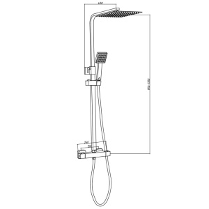 Baterie pentru dus neagra cu termostat si cu efect de ploaie T153B-BL - Img 21
