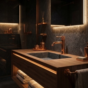 Baterie pentru lavoar Rea Venti Copper Low - Img 7