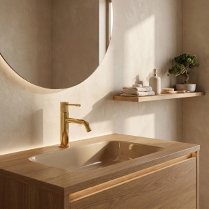 Baterie pentru lavoar Rea Venti Gold Low - Img 6