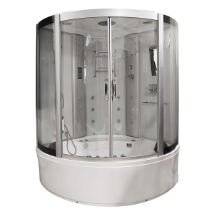 Cabină baie SPA alba cu hidromasaj MO-08150S și funcție de saună cu aburi 150 x 150 x 220 cm - Img 2