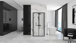 Cabina de dus 80x80x80 cm, Rapid Fold, echipata cu 2 pereti si usa culisanta , finisaj Negru - Img 2