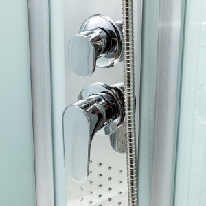 Cabina de dus cu hidromasaj culoare crom periat si cadita alba Puerto-01B 90x 90 cm - Img 18