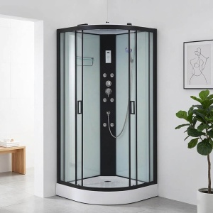 Cabina de dus cu hidromasaj MO-0545W-9 negru 90 x 90 x 215 cm sticla 5 mm - Img 2