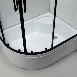 Cabina de dus din sticla securizata 5mm cu rame negre si cadita alba inclusa montaj stanga 115 x 85 cm - Img 12
