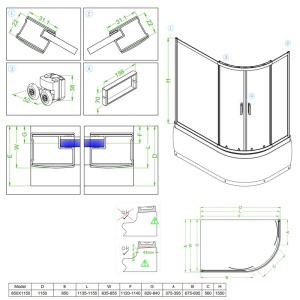 Cabina de dus din sticla securizata cu cadita de dus inalta montaj stanga Maja 115 x 85 cm - Img 23
