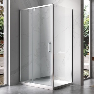 Cabina de dus dreptunghiulara crom, din sticla securizata cu cadita de dus alba slim KZ06D-ST03C 120 x 80 cm - Img 2