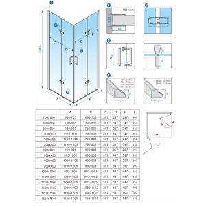 Cabina de dus dreptunghiulara cu rame cromate ZES-KZ13B, 110 x 90 cm - Img 12