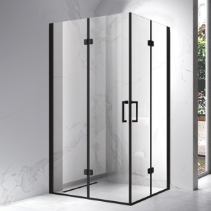 Cabina de dus dreptunghiulara cu rame negre si cadita de dus neagra KZ13A/ST04A 100x 90 cm - Img 3