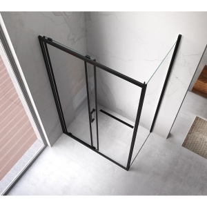 Cabina de dus dreptunghiulara cu rame negre sticla securizata si cadita alba de dus inclusa KZ104C/ST04C 120 x 90 cm - Img 16