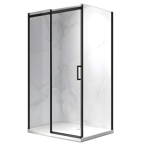 Cabina de dus dreptunghiulara din sticla securizata 8 mm si rame negre KZ22D 130 x 90 cm