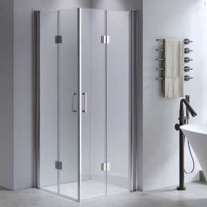 Cabina de dus dreptunghiulara din sticla securizata cu rame cromate si usi duble batante KZ1290A 80 x 80 cm - Img 4
