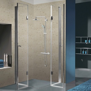 Cabina de dus dreptunghiulara din sticla securizata cu rame cromate si cadita neagra slim KZ1290C-ST06A 100 x 100 cm - Img 11