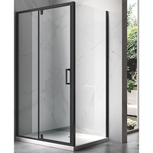 Cabina de dus dreptunghiulara din sticla securizata cu rame negre KZ07A 100 x 90 cm - Img 2