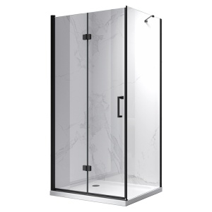 Cabina de dus dreptunghiulara din sticla securizata cu rame negre KZ20D 100 x 80 cm