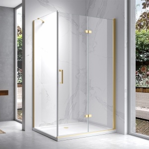 Cabina de dus dreptunghiulara din sticla securizata de 6 mm si rame aurii KZ20F 120 x 80 mm - Img 2