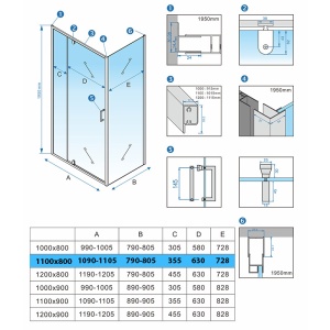 Cabina de dus dreptunghiulara din sticla securizata rame cromate cu cadita inclusa KZ06C/ST03B 110 x 80 cm - Img 10