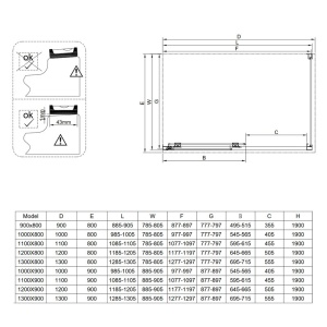 Cabina de dus dreptunghiulara din sticla securizata si rame negre Nova 120 x 80 cm - Img 19