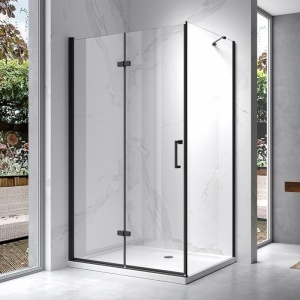 Cabina de dus dreptunghiulara din sticla securizata si rame negre KZ20E 110 x 80 cm - Img 2