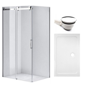 Cabina de dus dreptunghiulara rame cromate cu cadita de dus inclusa KZ203C/ST03C 120 x 80 cm