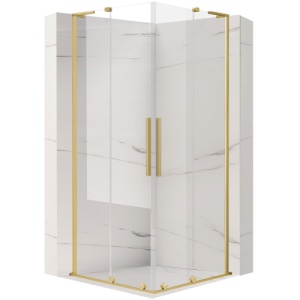 Cabina de dus glisanta Veldman Georgia Duo auriu periat 80 x 110 cm sticla 8 mm