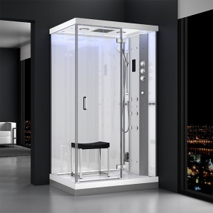 Cabină de dus MUE-H1200-11R montaj dreapta, alba cu hidromasaj si sauna cu aburi 120 x 90 x 217 cm
