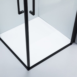Cabina de dus patrata de colt KZ29 negru mat 80 x 80 cm sticla 6 mm - Img 9