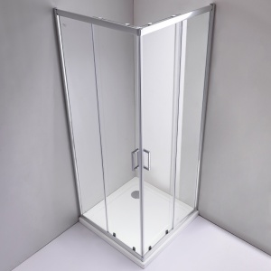 Cabina de dus patrata din sticla securizata 5mm si rame cromate cu cadita neagra inclusa KZ93A-ST02A 80 x 80 cm - Img 3
