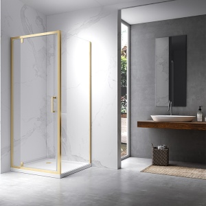 Cabina de dus patrata din sticla securizata 6 mm si rame aurii KZ04C 90 x 90 cm - Img 2
