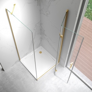 Cabina de dus patrata din sticla securizata cu rame aurii KZ20D 100 x 100 cm - Img 4