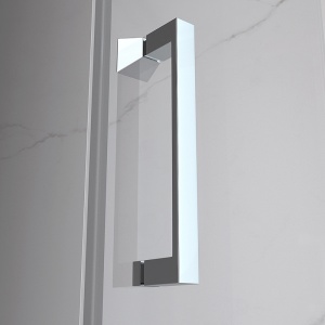 Cabina de dus Patrata KZ04C, Dimensiune 90x90cm, Culoare Crom+Cadita de dus RIKO neagra - Img 7