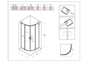 Cabina de dus pentagonal cu rame albe mat si cadita alba slim KZ94B/ST01B 90 x 90 cm - Img 20