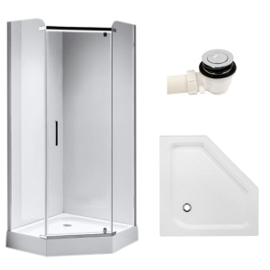 Cabina de dus pentagonala cu cadita inclusa rame cromate KZ91B/SXL07B 90 x 90