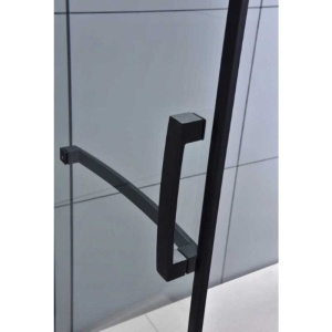 Cabina de dus pentagonala din sticla securizata cu rame negre si cadita alba slim inclusa KZ4026B/ST07B 90 x 90 cm - Img 10