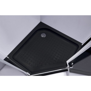 Cabina de dus pentagonala din sticla securizata si rame negre cu cadita de dus neagra KZ91A-SXL07A 80 x 80 cm - Img 18