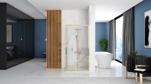 Cabina de dus Rapid Fold, De colt, Dimensiune 100x80cm, Culoare Gold - Img 11