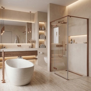 Cabina de dus Rea Bruno Brush Copper 100 x 80 cm - Img 4