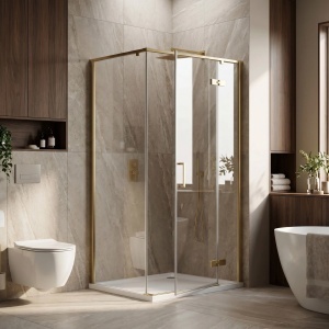 Cabina de dus Rea Bruno Brush Gold 100 x 80 cm - Img 3