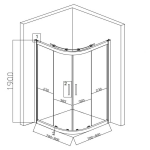 Cabina de dus semicirculara din sticla securizata si rame negre cu cadita alba inclusa BS01A-SXL01A 80 x 80 cm - Img 16