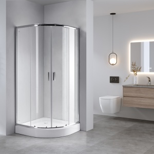 Cabina de dus semicirculara dins ticla securizata cu cadita alba KZ94B-SXL01B 90 x 90 cm - Img 2