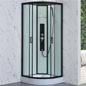 Cabina dus de colt, Cadita Semicirculara, 80x80cm, Inaltime 210 cm, Cu Hidromasaj - Img 1
