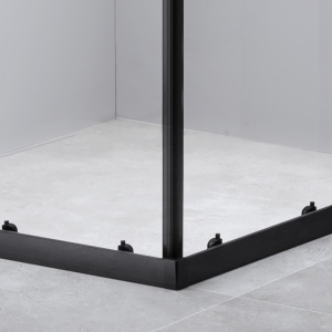 Cabina e dus din sticla securizata cu rame negre si usi batante si cadita alba antialunecare BL30B/SXL02B 90 x 90 cm - Img 11