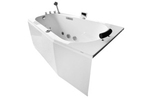 Cada cu hidromasaj asimetrica MUE-007B Dreapta, 170 x 100 x 70 cm, 32 duze, incalzitor, ozonoterapie si Bluetooth, alba - Img 4
