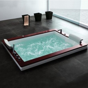 Cada cu hidromasaj pentru doua persoane Diablo 666 cu masca si finisaj stejar 180 x 150 cm - Img 26