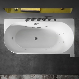 Cada de baie asimetrica cu hidromasaj si cromoterapie MO-18043R montaj dreapta– 150 x 75 x 59 cm, Alb - Img 13
