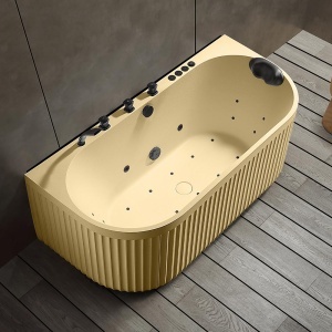 Cada de baie cu hidromasaj cu montaj la perete si caneluri cappuccino PRO 170 x 85 x 65 cm - Img 3